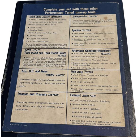 Test Equipment Operating Manual and Automotive Tune-Up Guide 98-5015 1973 VTG - Picture 2 of 3
